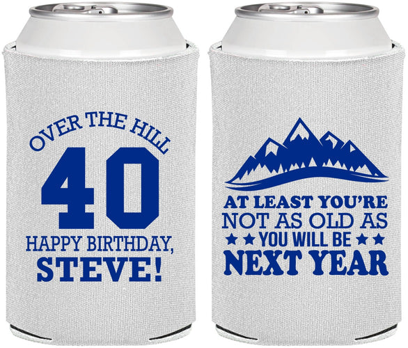Personalized Birthday Can Coolers - 40th Over The Hill | 20123