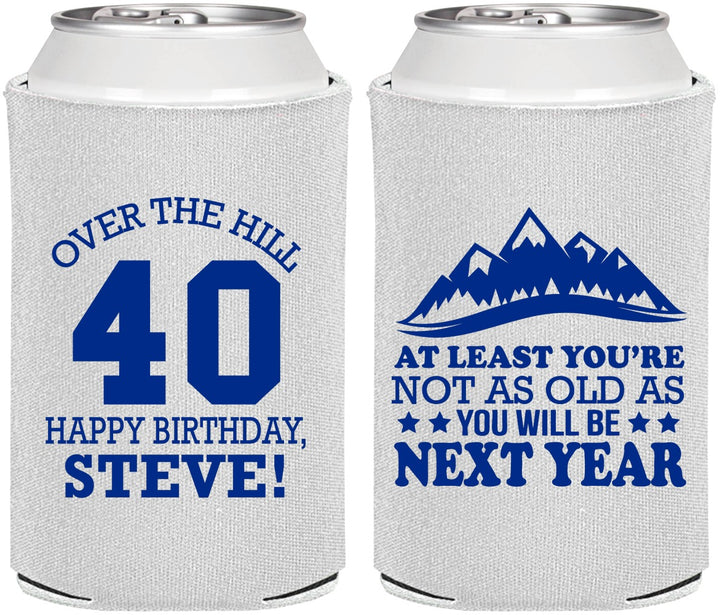 Personalized Birthday Can Coolers - 40th Over The Hill | 20123