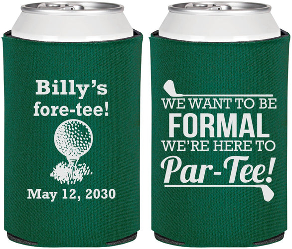 Personalized Birthday Can Coolers - 40th Golf | 20134