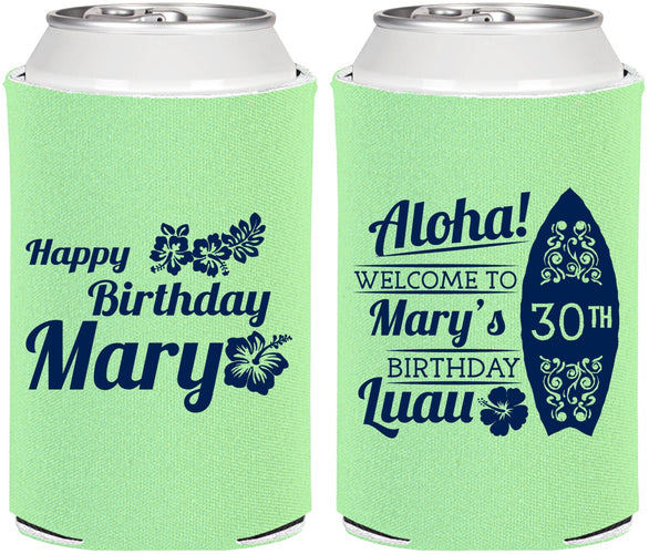Personalized Birthday Can Coolers - 30th Hawaii | 20136