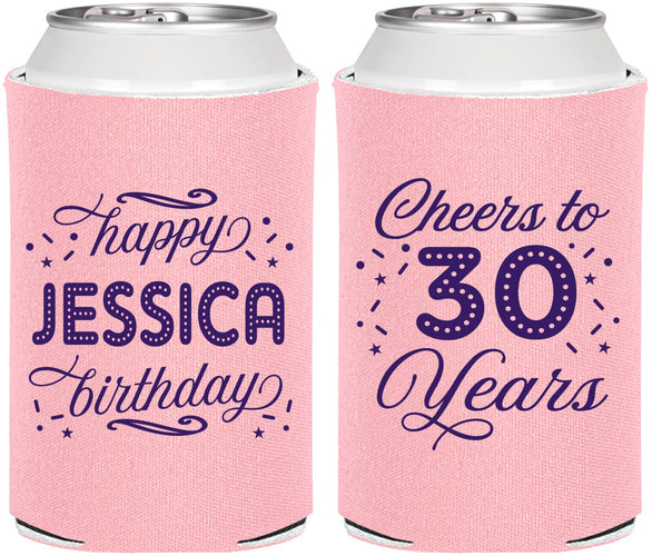 Personalized Birthday Can Coolers - Cheers To 30 Years | 20142