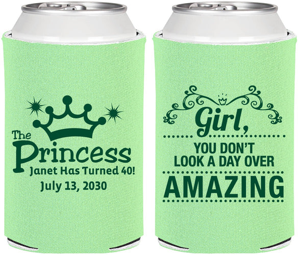 Personalized Birthday Can Coolers - 40th Princess | 20152