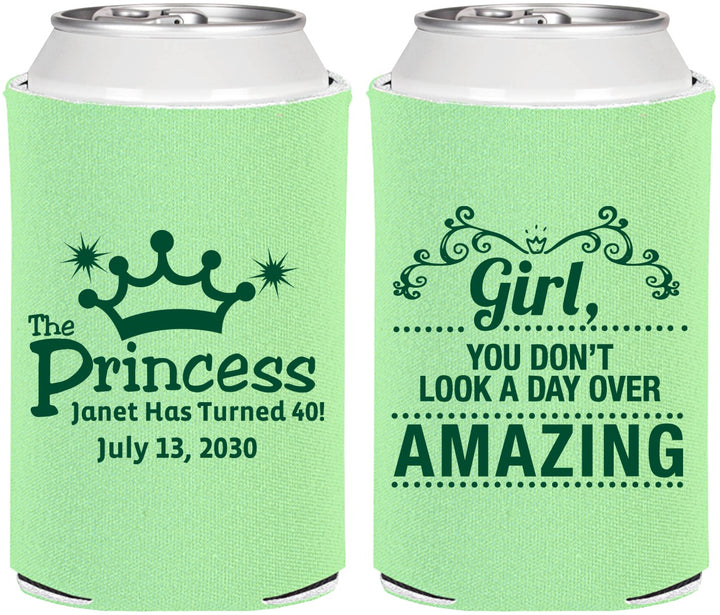 Personalized Birthday Can Coolers - 40th Princess | 20152