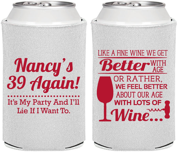 Personalized Birthday Can Coolers - 40th Wine | 20154