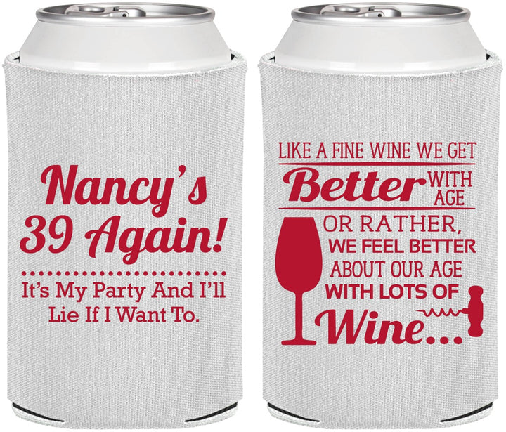 Personalized Birthday Can Coolers - 40th Wine | 20154