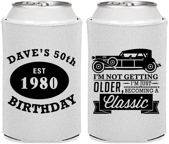 Personalized Birthday Can Coolers - 50th Classic Car | 20156