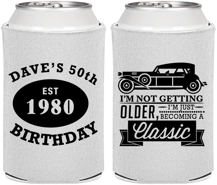 Personalized Birthday Can Coolers - 50th Classic Car | 20156