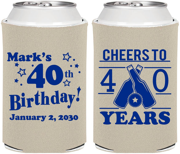 Personalized Birthday Can Coolers - Cheers To 40 Years | 20162