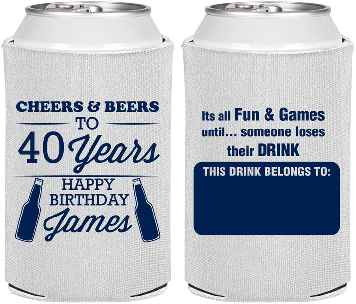 Personalized Birthday Can Coolers - Cheers Beers To 40 Years | 20165