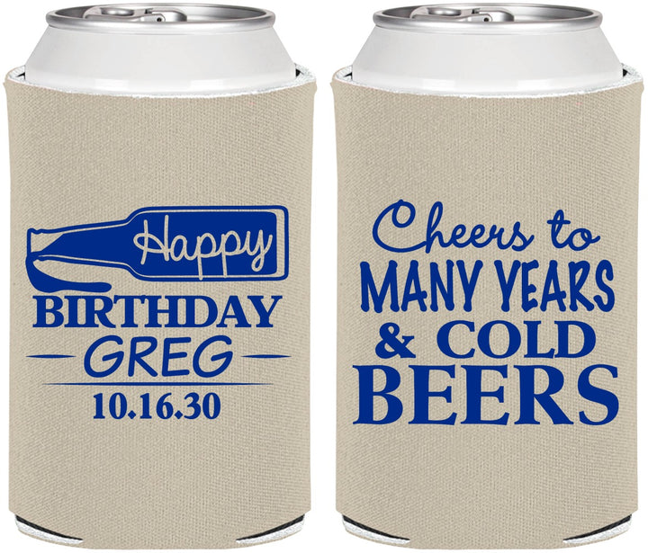 Personalized Birthday Can Coolers - Cheers To Many Years | 20167