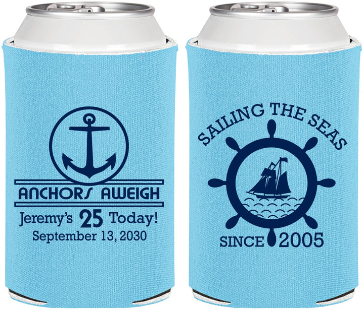 Personalized Birthday Can Coolers - 25th Nautical | 20168