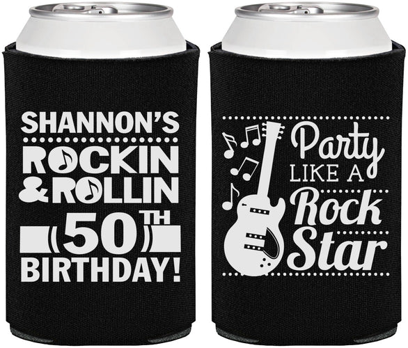 Personalized Birthday Can Coolers - 50th Rock Star | 20173