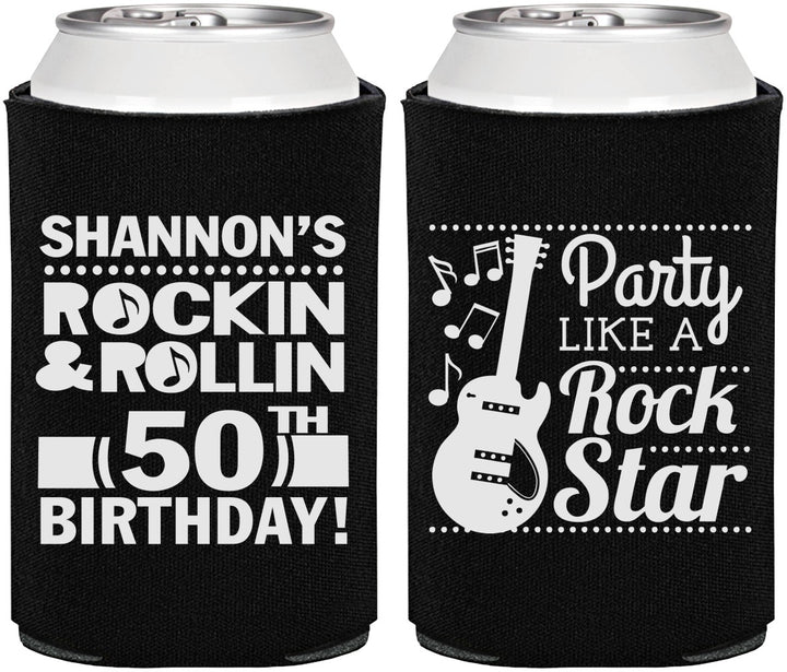 Personalized Birthday Can Coolers - 50th Rock Star | 20173