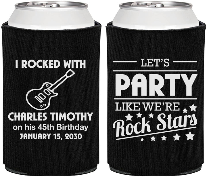 Personalized Birthday Can Coolers - 45th Rock Star | 20176