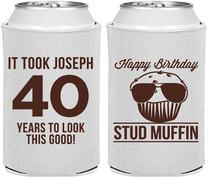 Personalized Birthday Can Coolers - 40th Stud Muffin | 20183