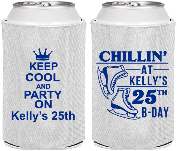 Personalized Birthday Can Coolers - 25th Ice Scating | 20185