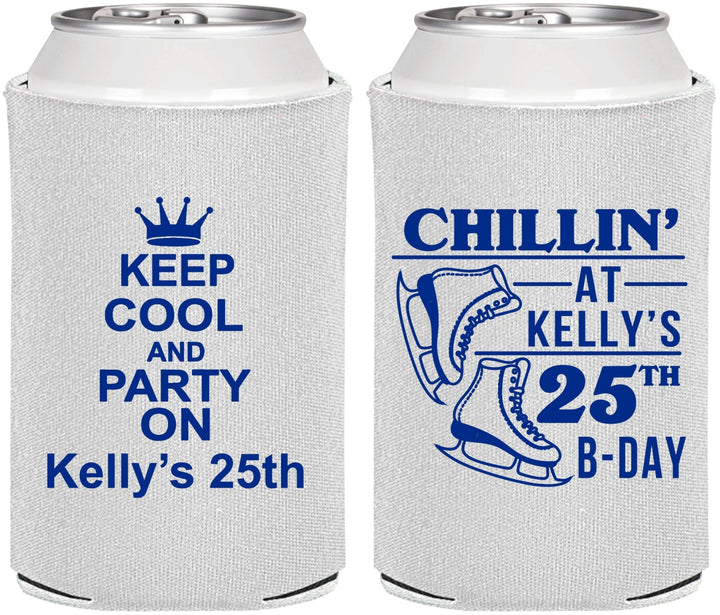 Personalized Birthday Can Coolers - 25th Ice Scating | 20185