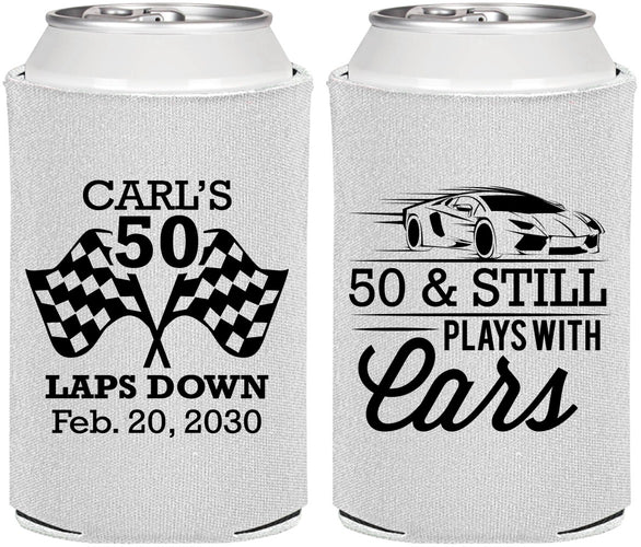 Personalized Birthday Can Coolers - 50th Race Car | 20187