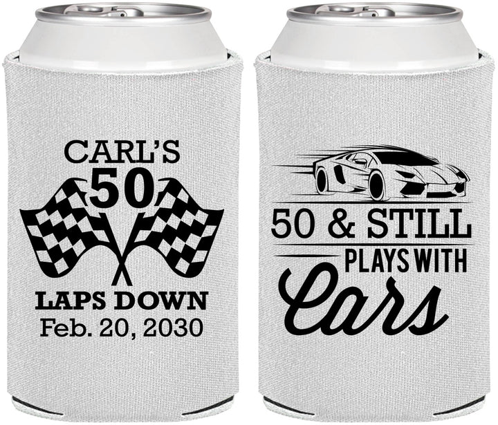 Personalized Birthday Can Coolers - 50th Race Car | 20187