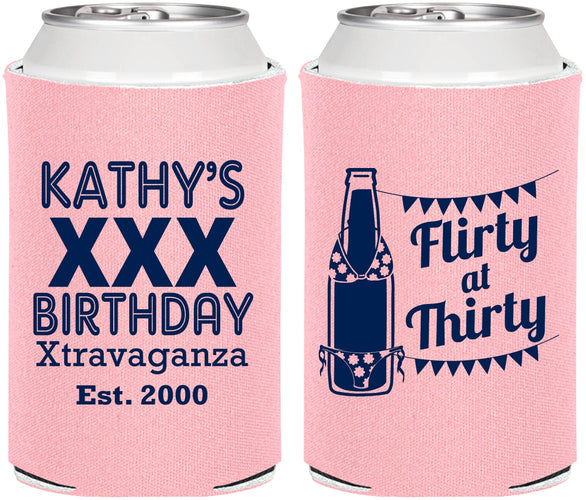 Personalized Birthday Can Coolers - 30th Flirty At Thirty | 20191