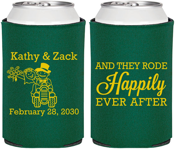 Personalized Wedding Can Coolers - Happily Ever After Tractor | 202