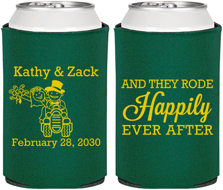 Personalized Wedding Can Coolers - Happily Ever After Tractor | 202