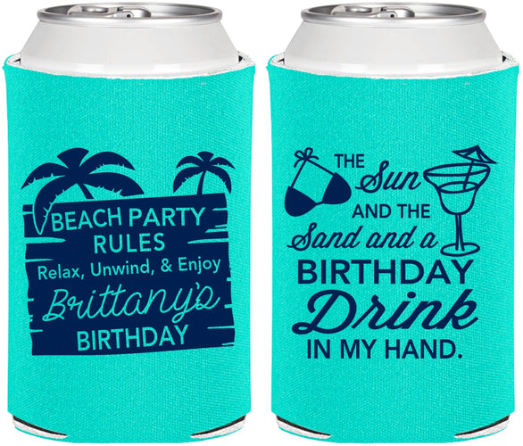 Personalized Birthday Can Coolers - Beach | 20201