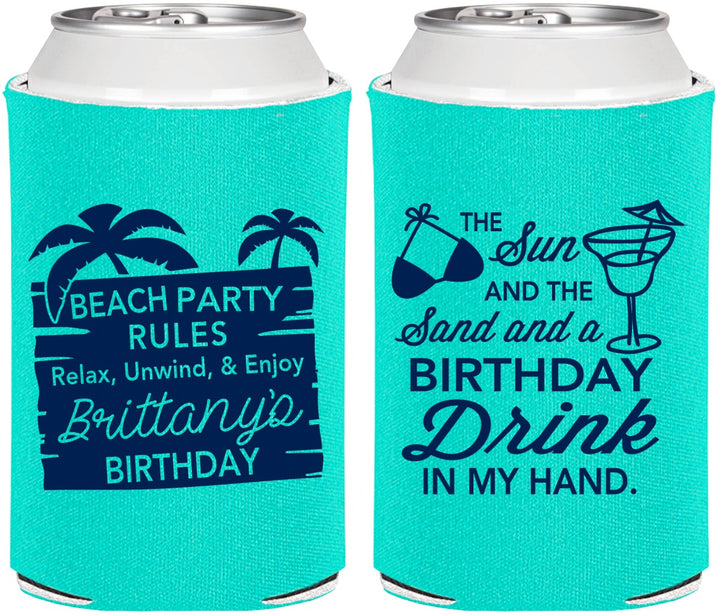 Personalized Birthday Can Coolers - Beach | 20201