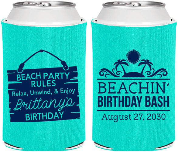 Personalized Birthday Can Coolers - Beach | 20211