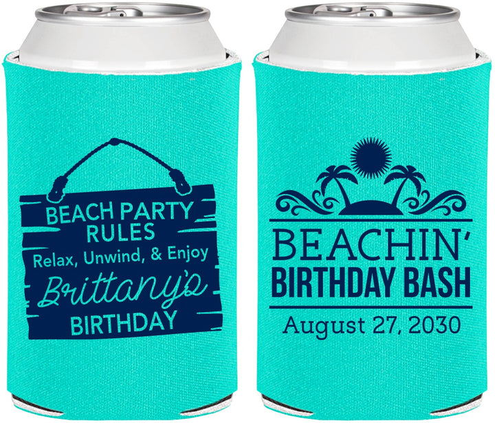 Personalized Birthday Can Coolers - Beach | 20211