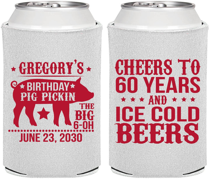 Personalized Birthday Can Coolers - 60th Barbeque Bbq | 20217