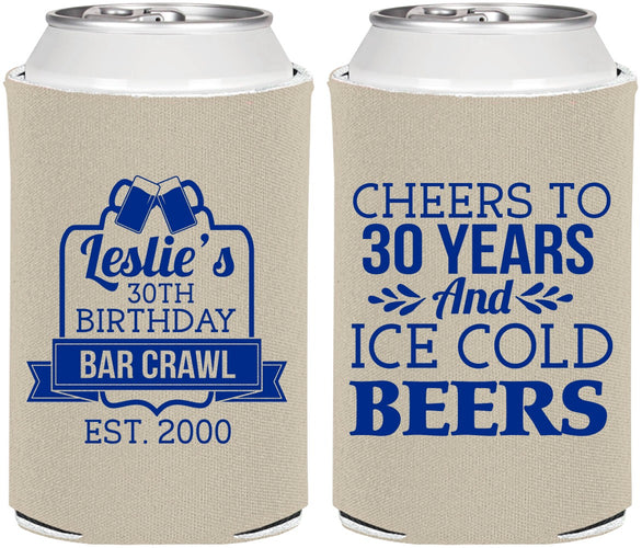 Personalized Birthday Can Coolers - 30th | 20218