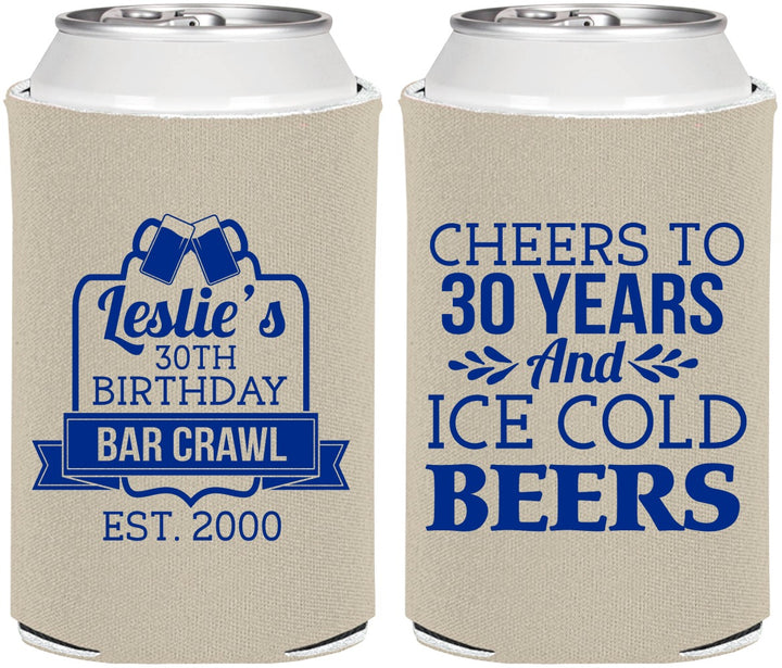Personalized Birthday Can Coolers - 30th | 20218