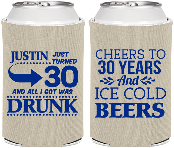 Personalized Birthday Can Coolers - Cheers To 30 Years | 20219