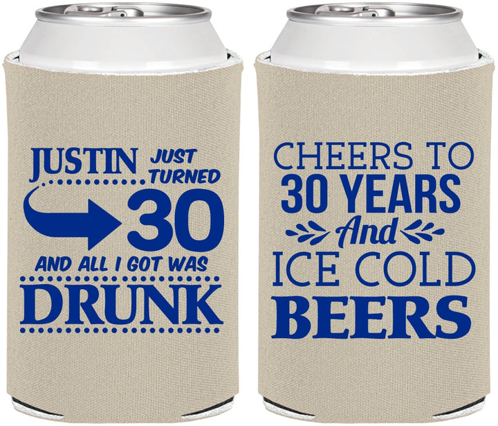 Personalized Birthday Can Coolers - Cheers To 30 Years | 20219