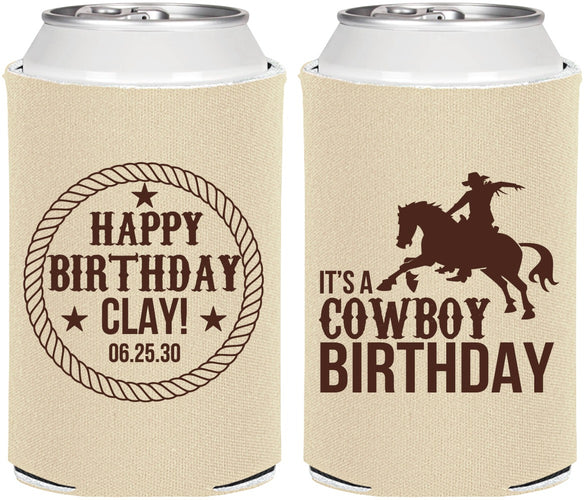 Personalized Birthday Can Coolers - Cowboy | 20229
