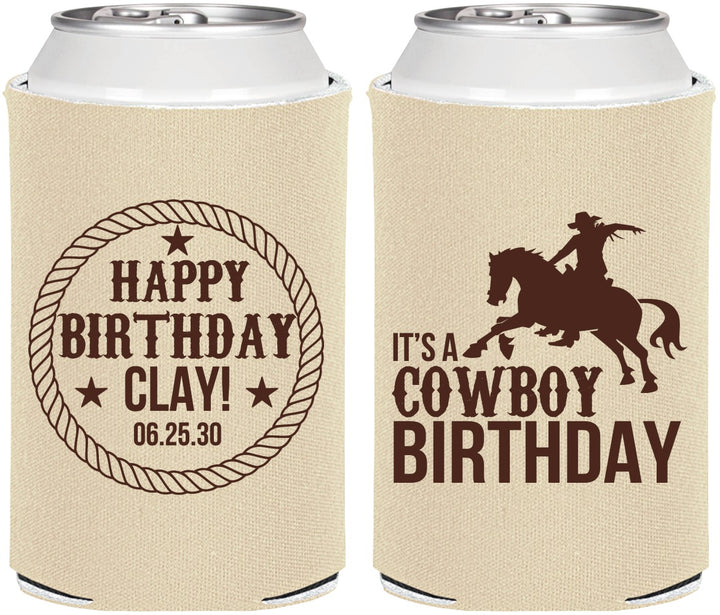 Personalized Birthday Can Coolers - Cowboy | 20229