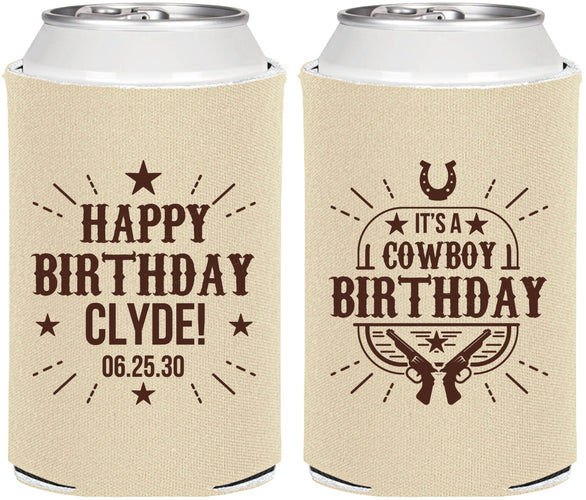 Personalized Birthday Can Coolers - Cowboy | 20244