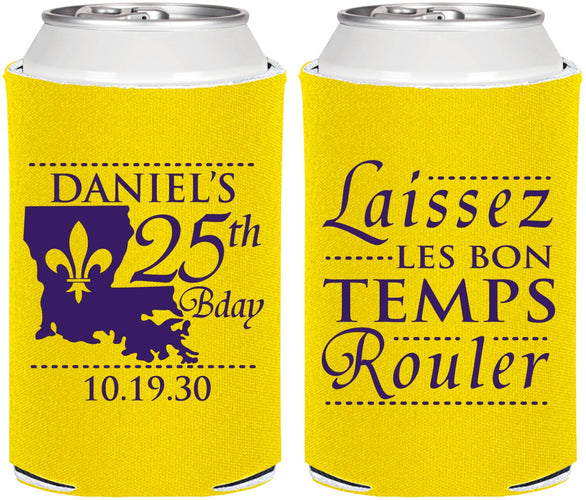 Personalized Birthday Can Coolers - 25th Mardi Gras | 20245