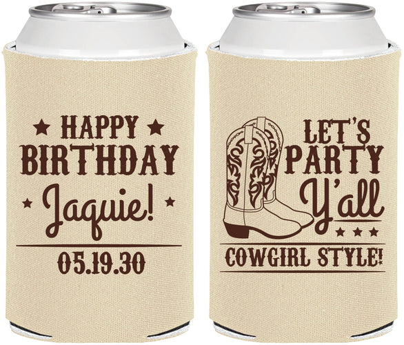 Personalized Birthday Can Coolers - Cowgirl | 20260