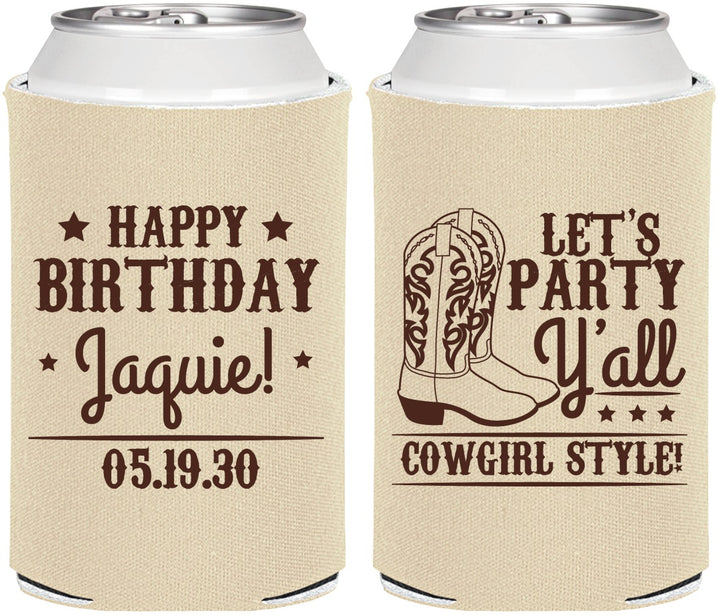 Personalized Birthday Can Coolers - Cowgirl | 20260