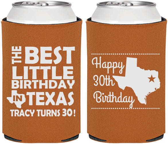 Personalized Birthday Can Coolers - 30th Texas | 20265