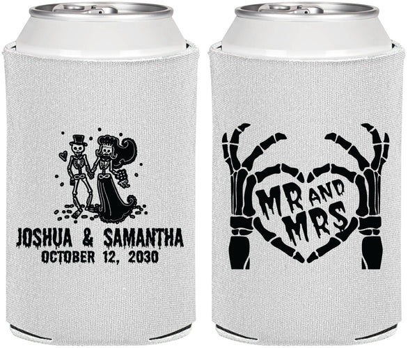Personalized Wedding Can Coolers - Mr And Mrs Skeleton | 204