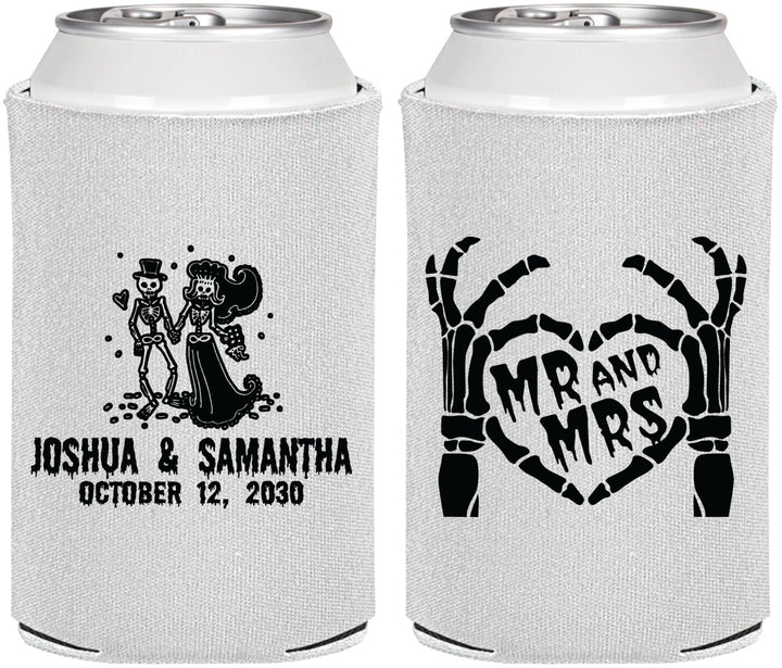 Personalized Wedding Can Coolers - Mr And Mrs Skeleton | 204