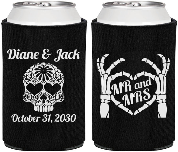 Personalized Wedding Can Coolers - Mr And Mrs Sugar Skull | 205