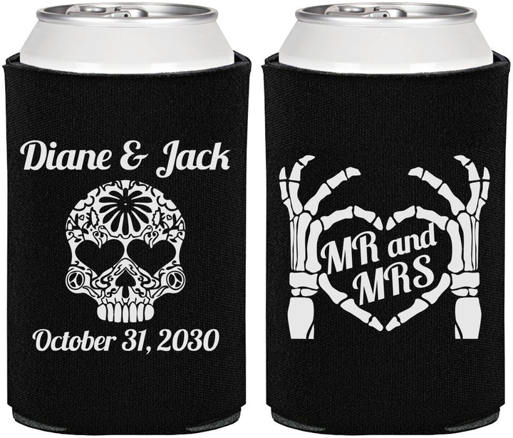 Personalized Wedding Can Coolers - Mr And Mrs Sugar Skull | 205