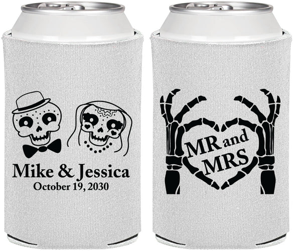 Personalized Wedding Can Coolers - Mr And Mrs Halloween | 206