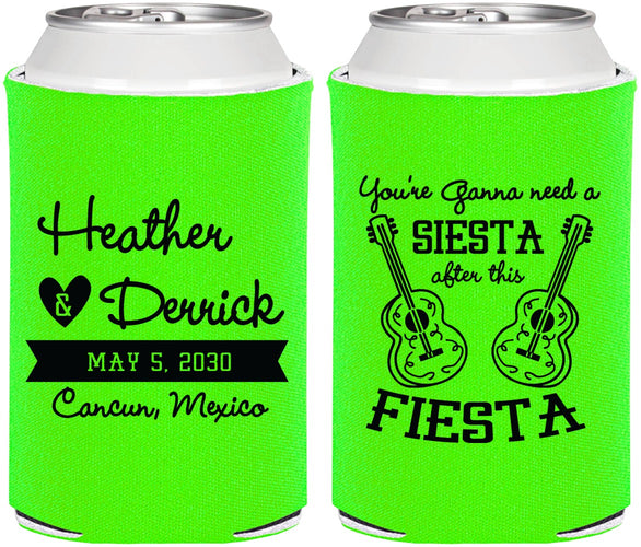 Personalized Wedding Can Coolers - Siesta Fiesta Mexico | 207