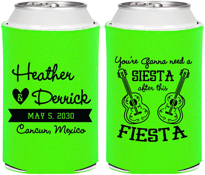 Personalized Wedding Can Coolers - Siesta Fiesta Mexico | 207