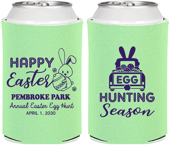 Personalized Easter Can Coolers - Egg Hunting Bunny | 210004